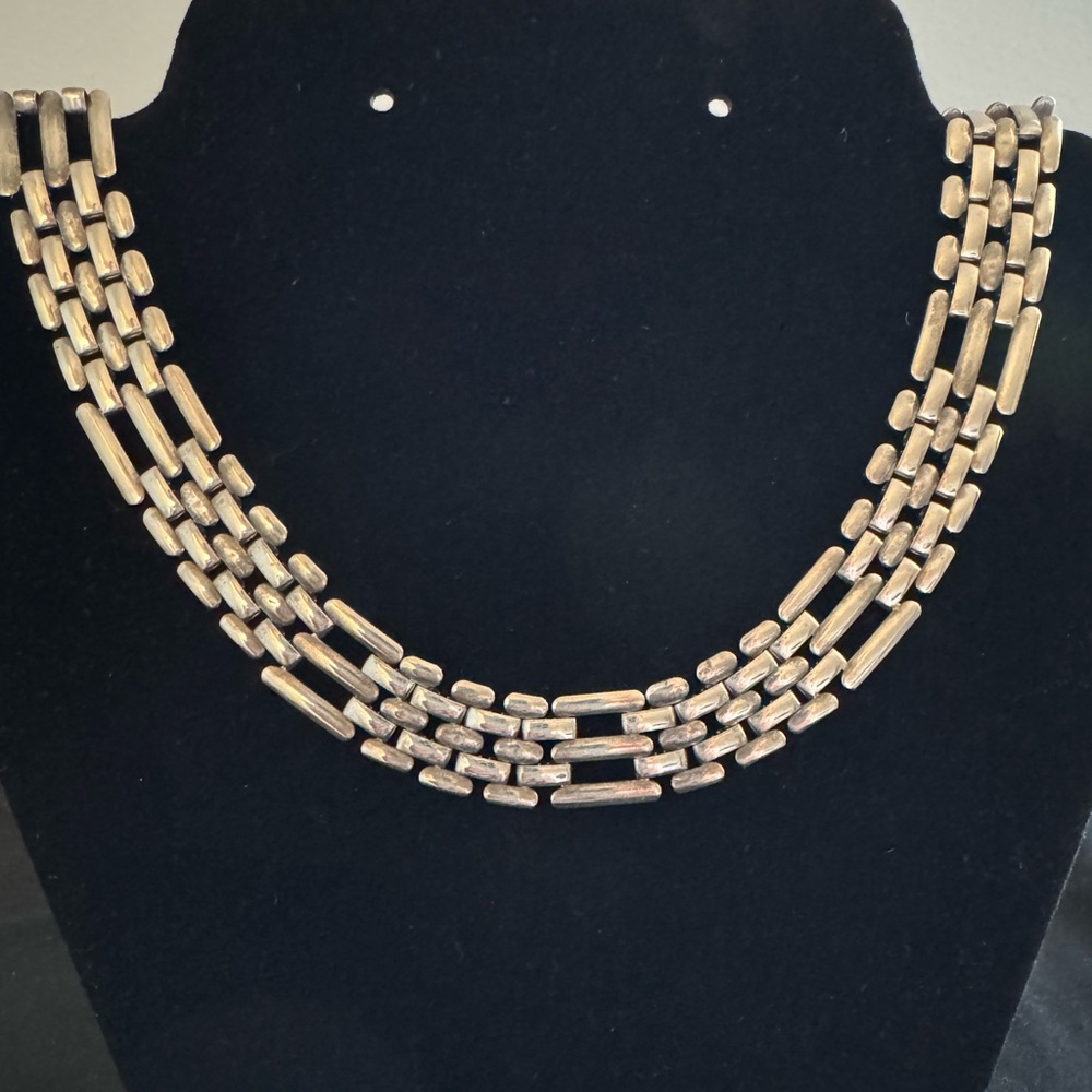 Sleek Silver Tone Panther Necklace